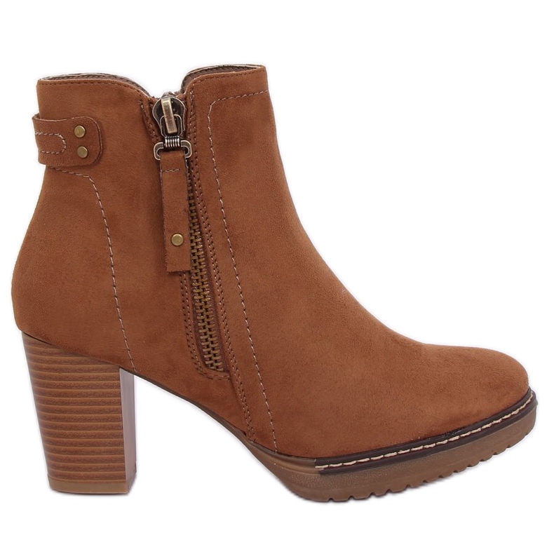 High-heeled boots suede beige 8B856 Khaki