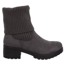 Gray Women's boots with a welt ZX2804 Gray grey