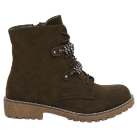 Green lace-up boots H8-118 Green