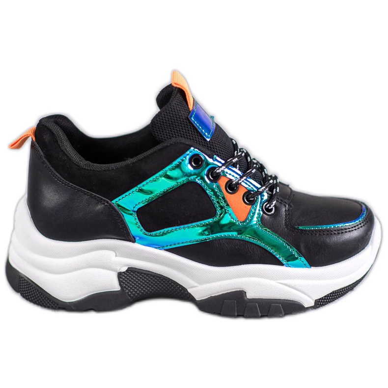 SHELOVET Sport Shoes With Holo Effect black