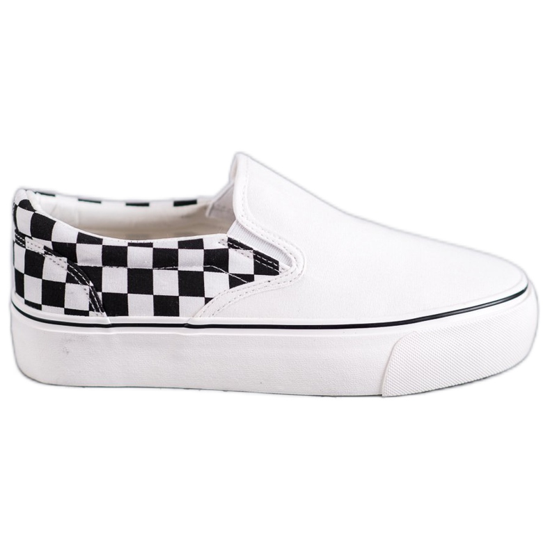 SHELOVET White Checkered Slipons