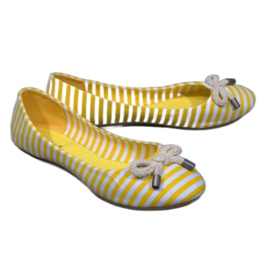 Striped ballerinas with a bow 16-c yellow