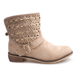 Elegant boots, shoes with a buckle JN-109 Beige