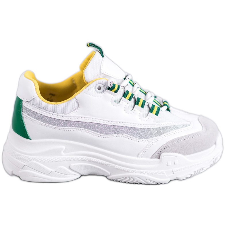SHELOVET White Sneakers With Glitter