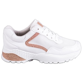 SHELOVET Sports Shoes With Glitter white
