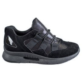 SHELOVET Suede Sports Shoes black