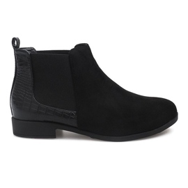 Suede Booties With Leather Elements 99-225 Black