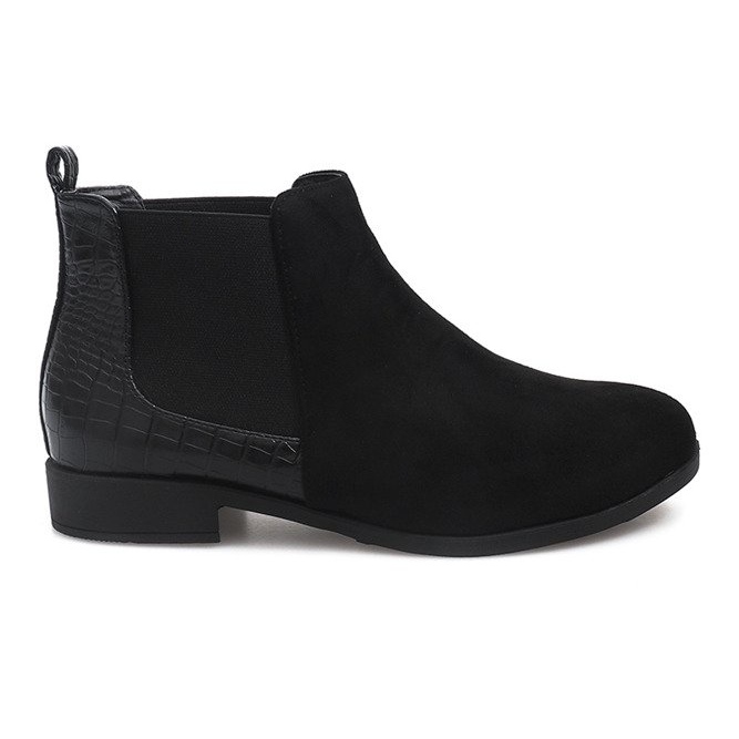 Suede Booties With Leather Elements 99-225 Black