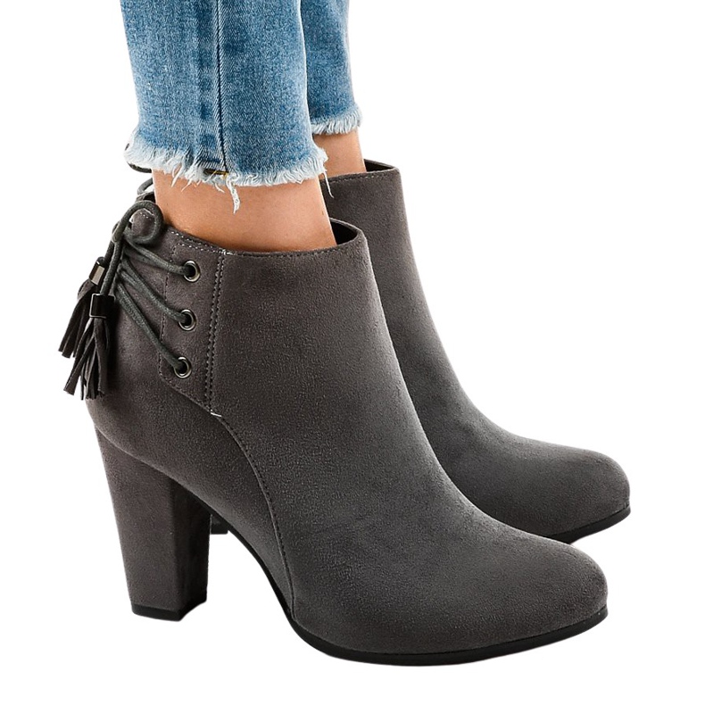 Gray suede boots on the JA75 post grey