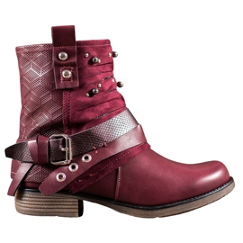 SHELOVET Boots With Rhinestones red