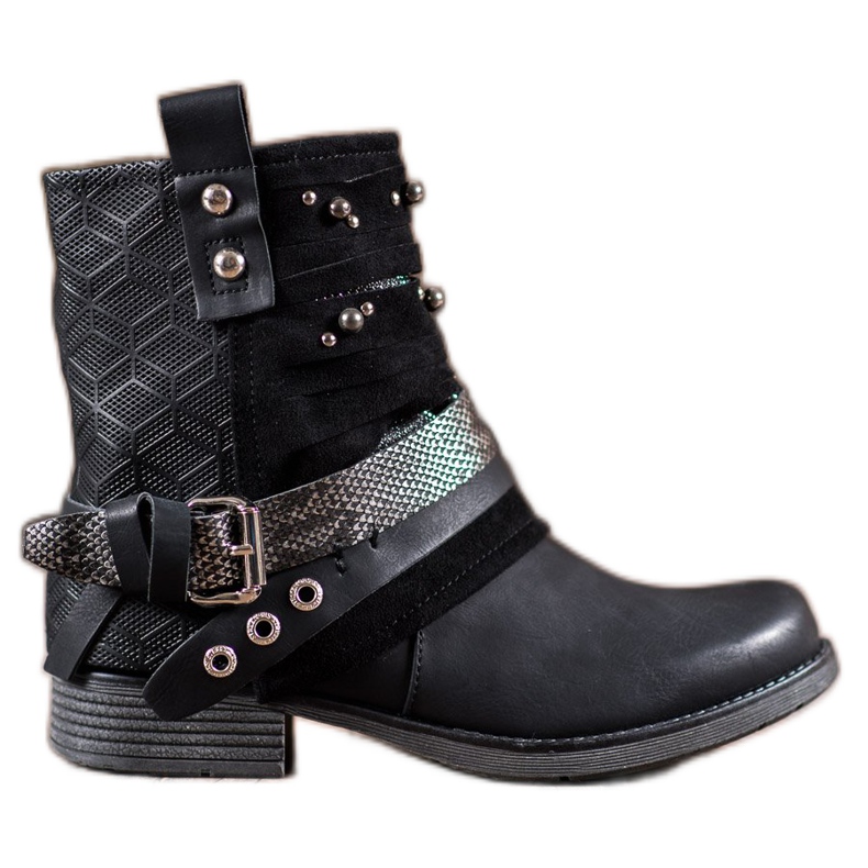 SHELOVET Boots With Rhinestones black
