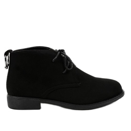 Black suede ankle boots with flat heels HJ99-94