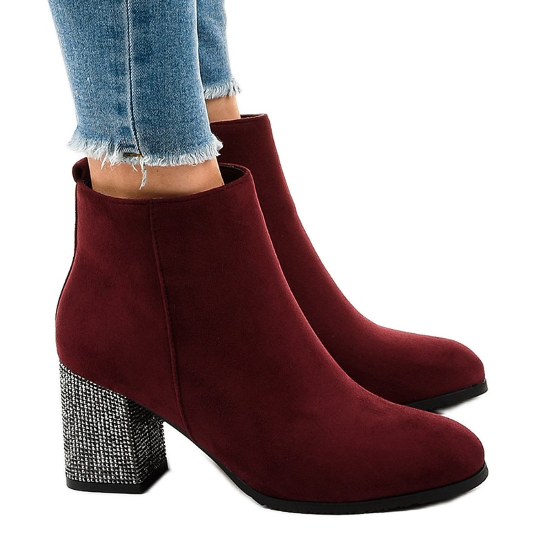Maroon suede boots on the DS00055 post red