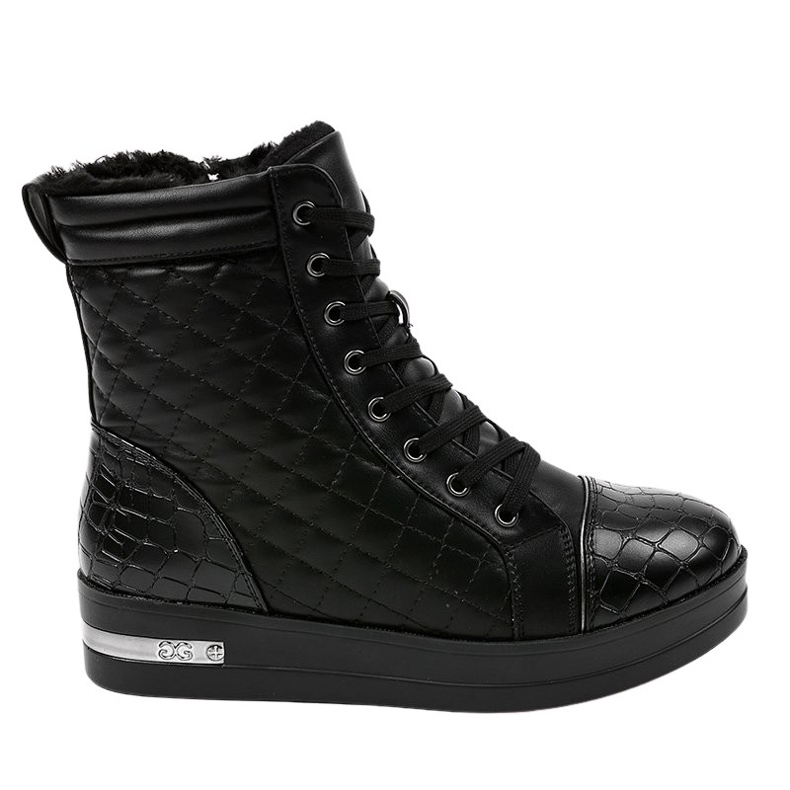 Black insulated sneakers with a zipper 9015-1