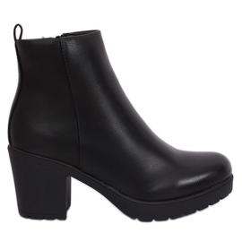 Black BM172 Black high-heeled plain boots