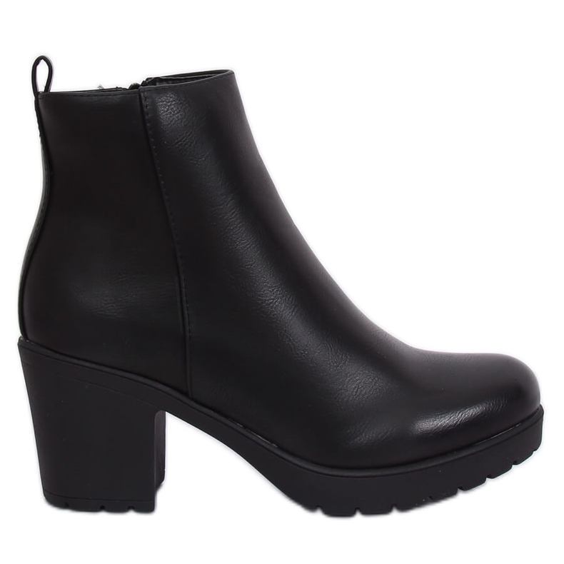 Black BM172 Black high-heeled plain boots