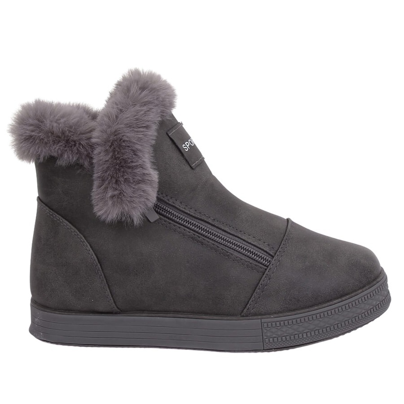 Gray ankle-high sneakers with fur W19-29 Gray grey
