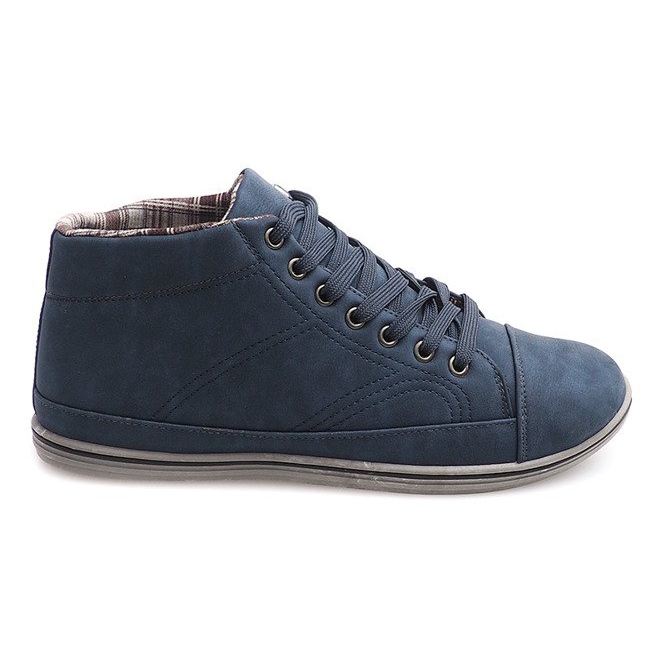 Fashionable High Sneakers TL364 Navy Blue