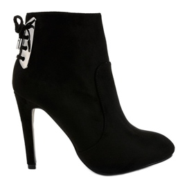 Black suede stiletto boots LBS2551