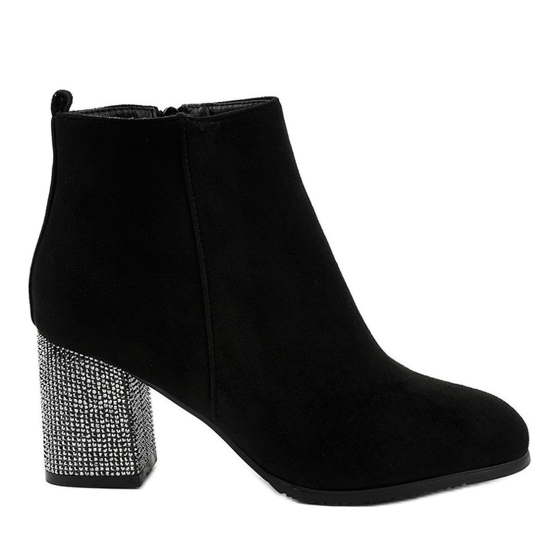 Black suede ankle boots on the DS00055 post