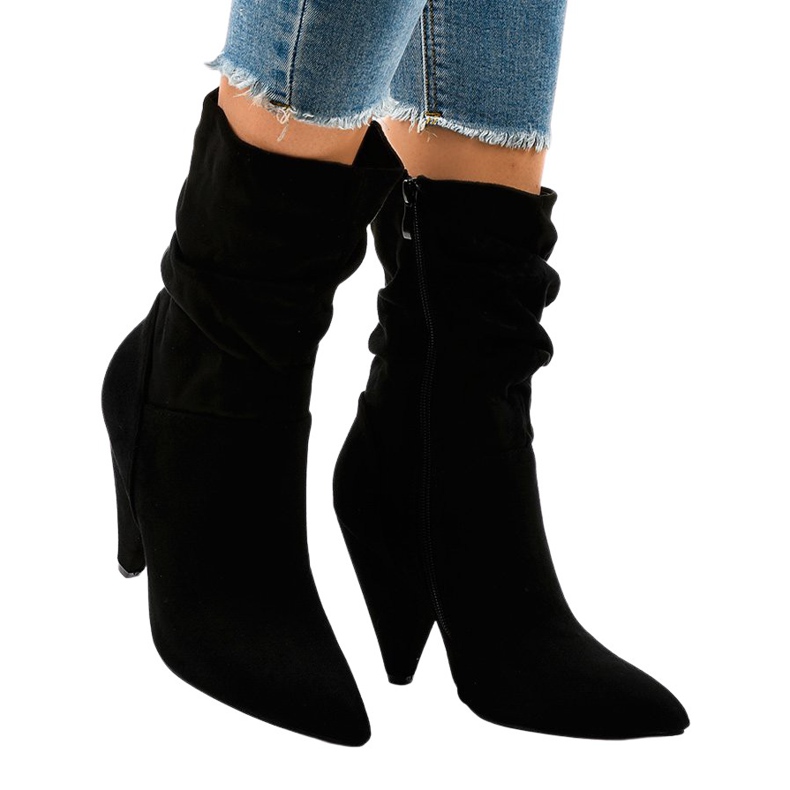 Black suede ankle boots on the LS5062 post