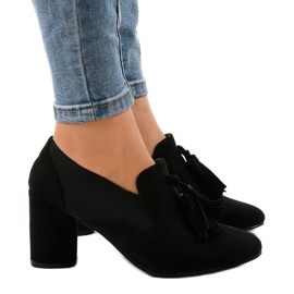Black suede pumps on the LL-97P post