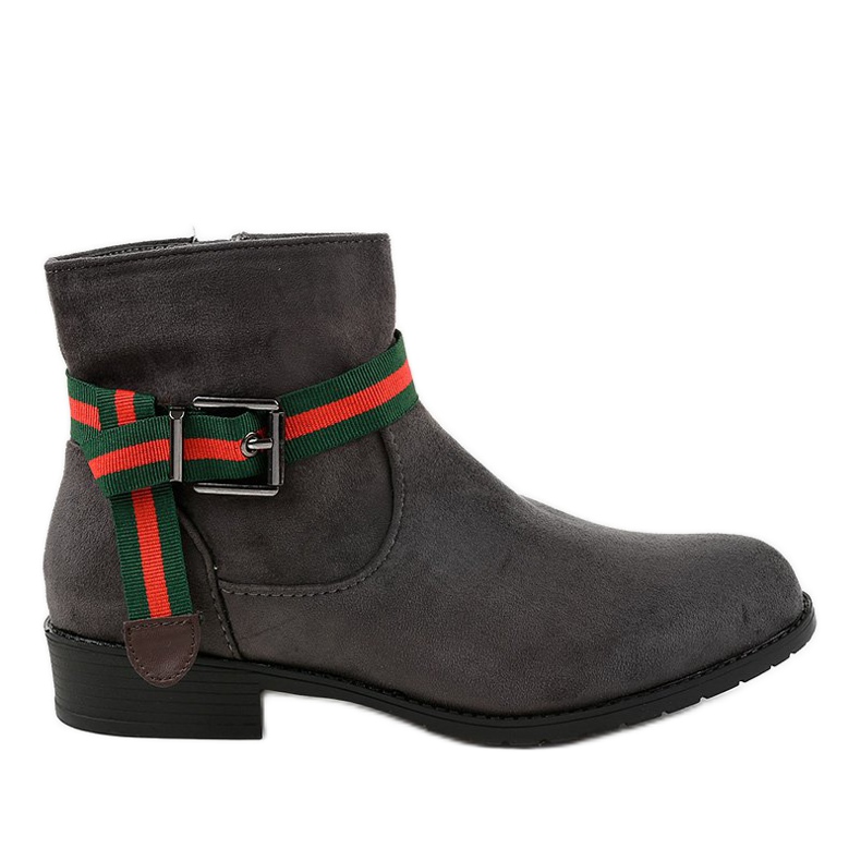 Gray suede boots on the post with a buckle 6119 grey