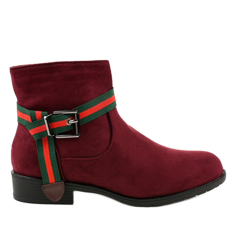 Maroon suede boots on the post with a buckle 6119 red