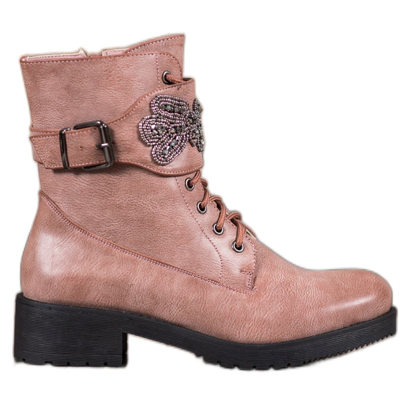 Super Me Lace-up boots with ornament pink