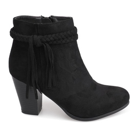 Suede Booties On a Bar Fringes B324 Black