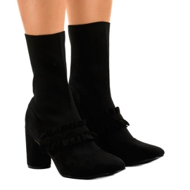 Black suede ankle boots on the LL-102P post