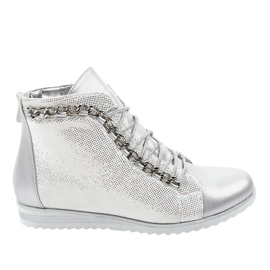 Silver lace-up boots with TL-21 zipper grey