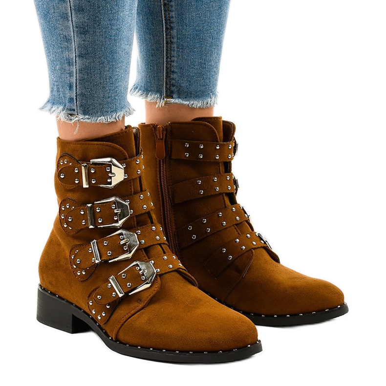 Brown women's boots with A-167 buckles