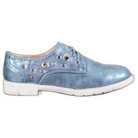 SHELOVET Tied Shoes With Eco Leather blue SHELOVET Tied Shoes With Eco Leather blue