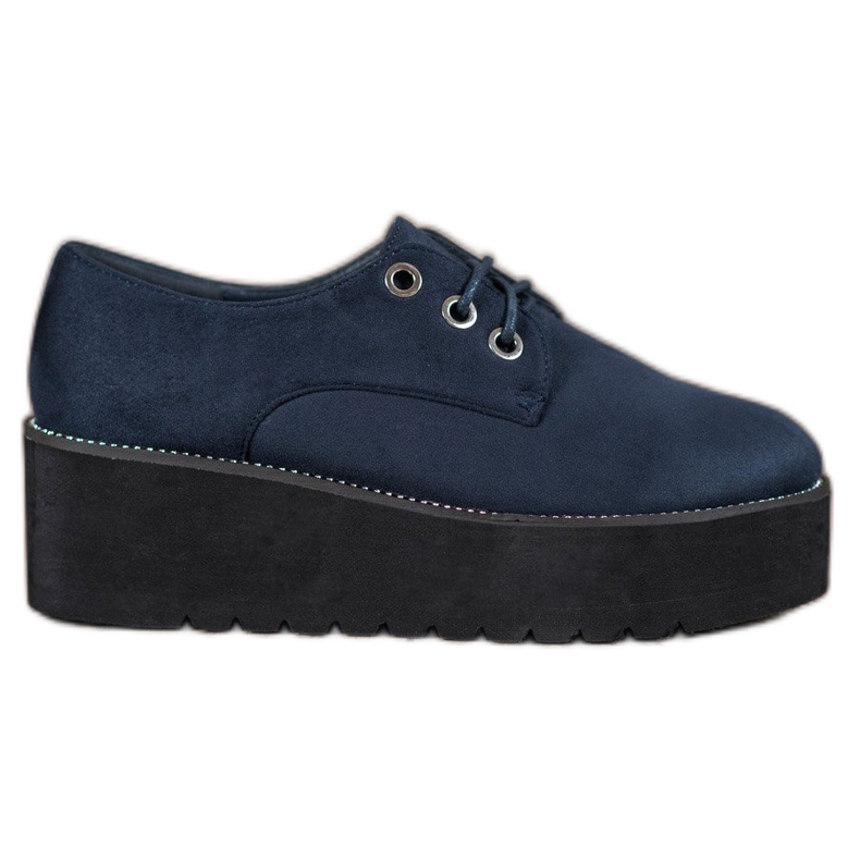 SHELOVET Suede shoes on the platform blue