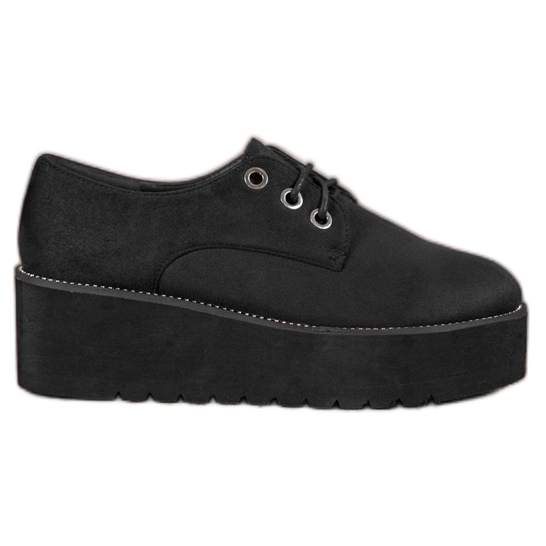 SHELOVET Suede shoes on the platform black SHELOVET Suede shoes on the platform black