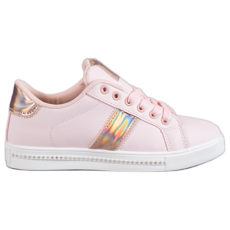 SHELOVET Sneakers With Cubic Zirconia pink