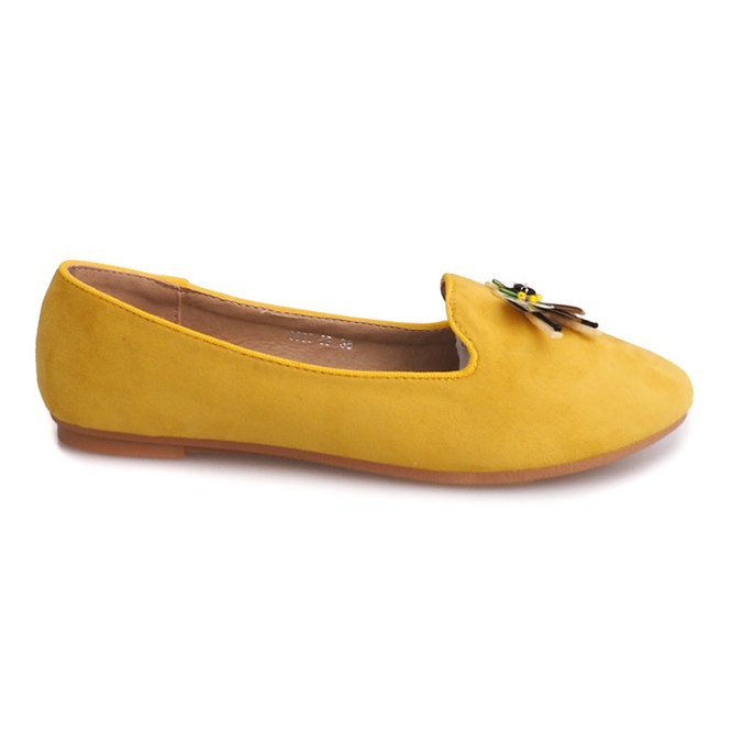 Suede ballerinas with a hairline 9988 Yellow