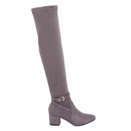 Over-the-knee boots with low heels gray YL-151 Gray grey