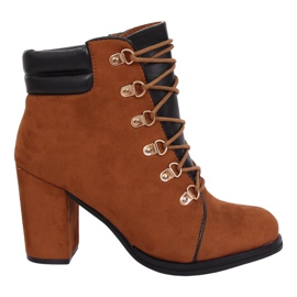Brown timber boots with high heels 995-29 Camel