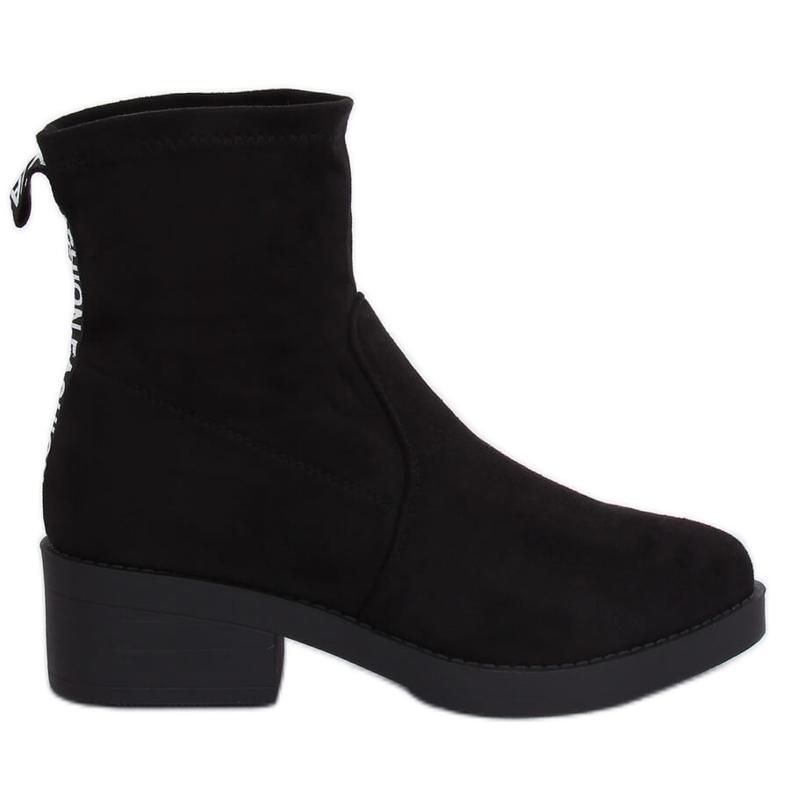 Black low-heeled boots W868 Black