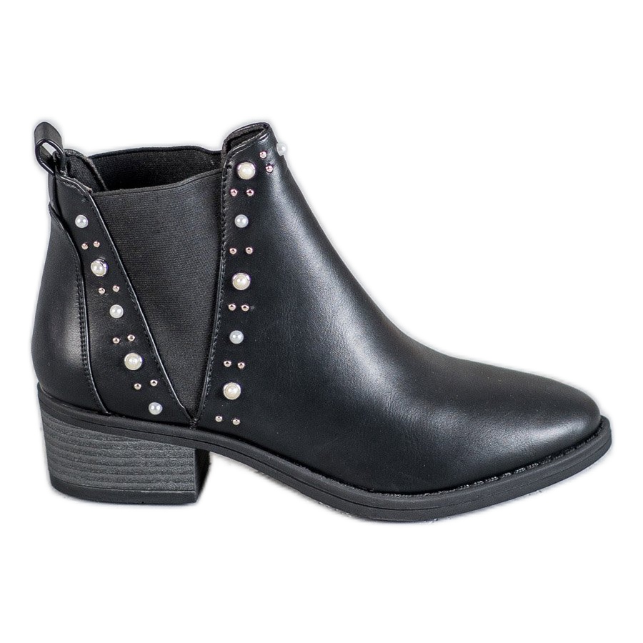 Coco Perla Boots With Pearls black