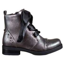 Bestelle Ribbon-tied boots grey