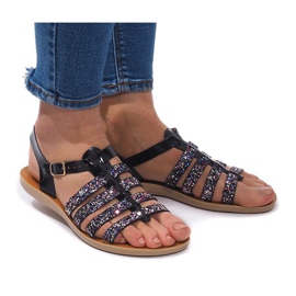 Sandals 3-8 Black with Brocade