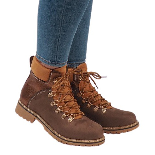 Camel suede women's boots BK-29 brown