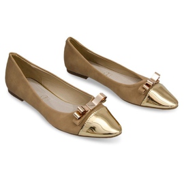 Beautiful Ballerinas With Metal Bow A571 Khaki