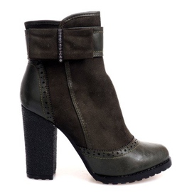 Elegant Boots With A Buckle On A Post 1741 Khaki green Elegant Boots With A Buckle On A Post 1741 Khaki green