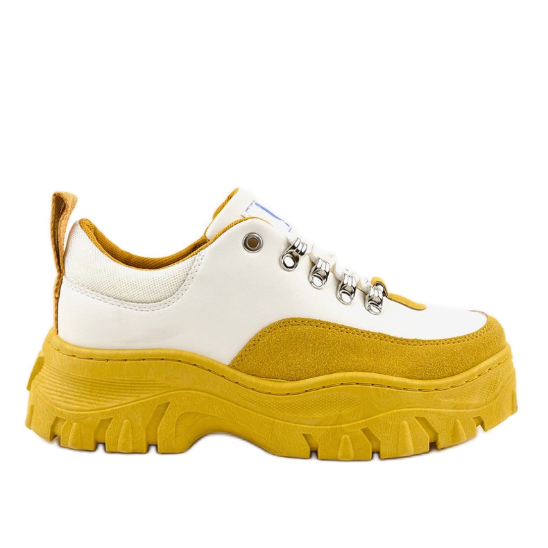 White and yellow fashionable women's sports shoes PF5329