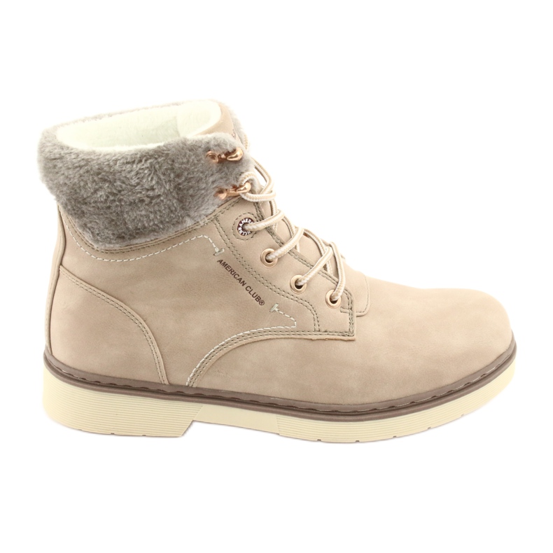 American Club American boots women's lace -up beige RH47