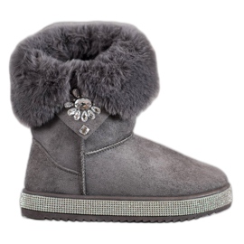 SHELOVET Snow Boots With Cubic Zirconia grey